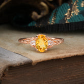 Timeless Classic Nature-Inspired 4-Prong Oval-Cut Citrine Engagement Ring